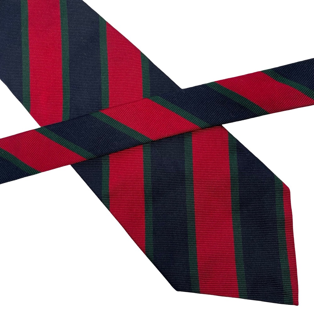 Vintage Huntington Silk Necktie Tie Red Blue Striped Regimental Repp Made in USA